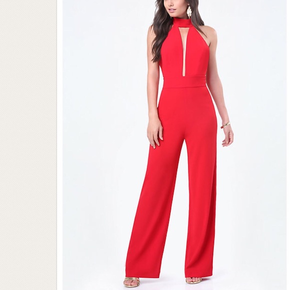 bebe red jumpsuit